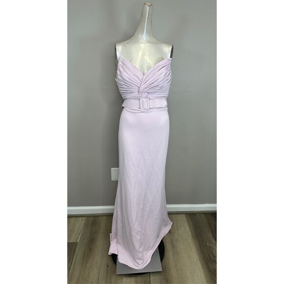 Badgley Mischka Strapless Twisted Bodice Gown Size 10 $750 - Picture 3 of 9